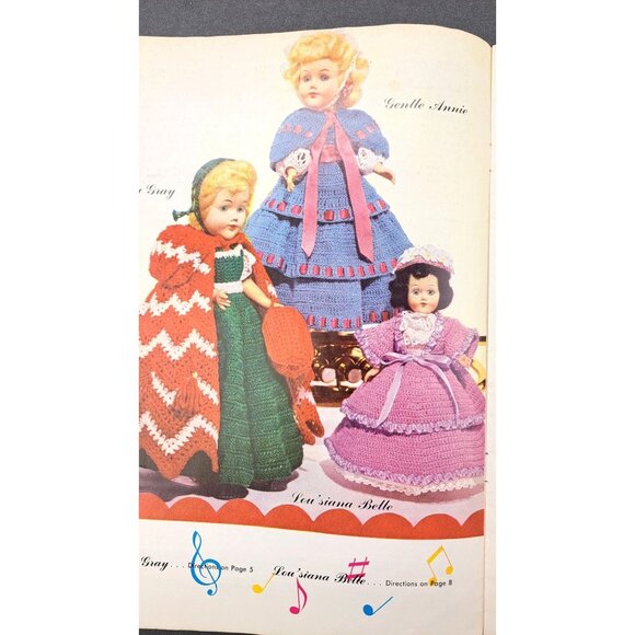 Vintage Crochet Pattern Book 1952 Dolls Old American Songs Coats Clark Book 292 - Picture 5 of 8